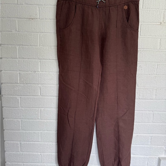 Boss Pants - Boss Brown Linen Cotton Pants with Relaxed Fit